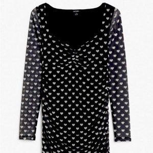 Monki sheer heart midi dress